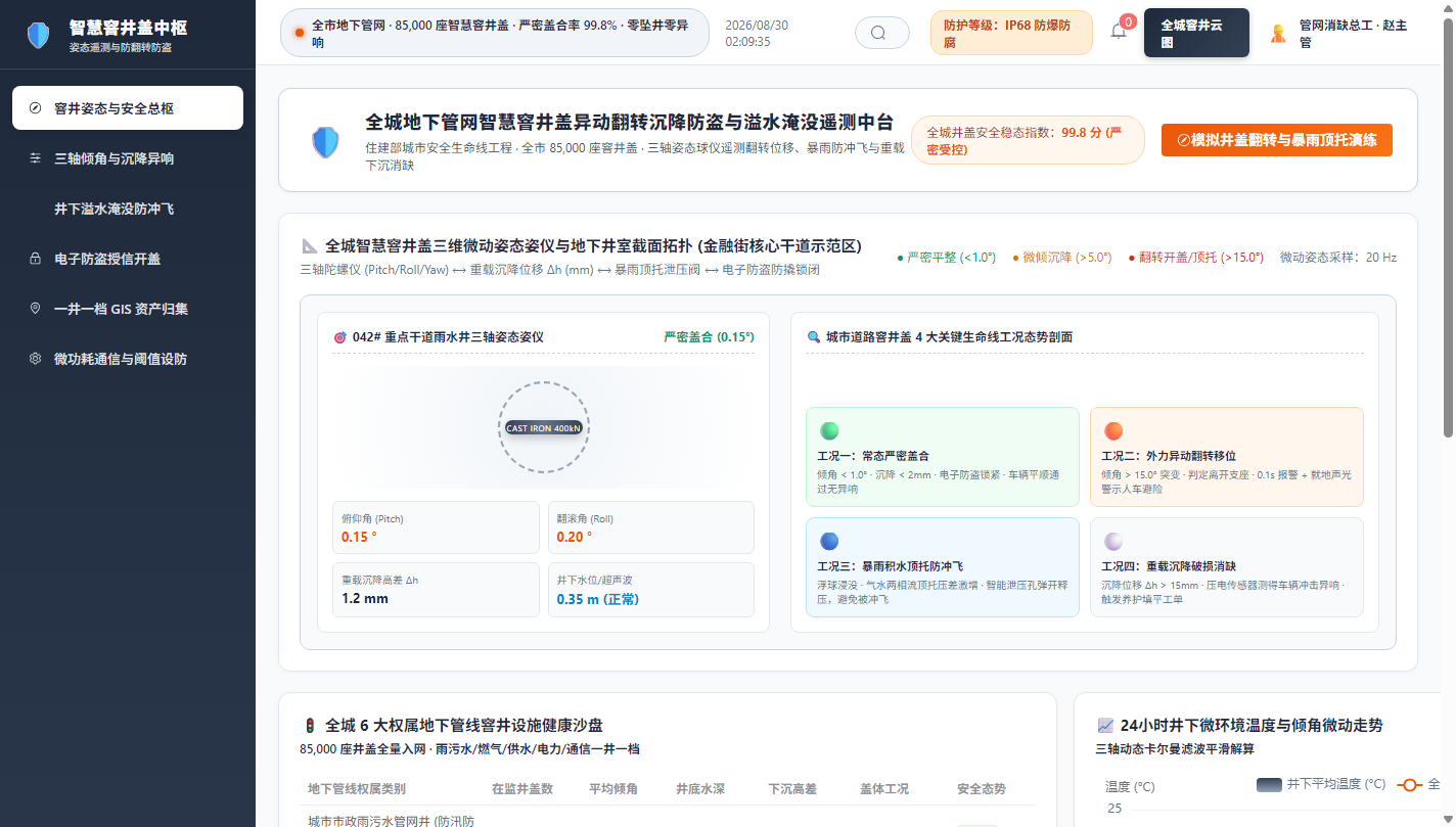 井盖三维姿态与截面拓扑
