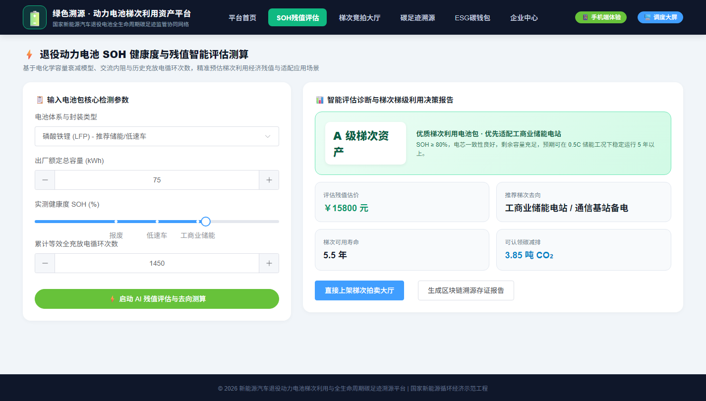 PC SOH健康度残值智能评估大厅