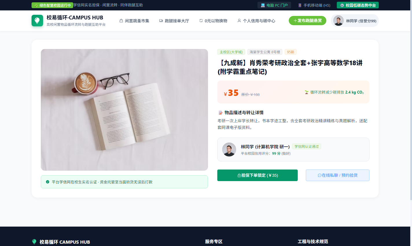 PC 闲置详情与学信网实名担保交易