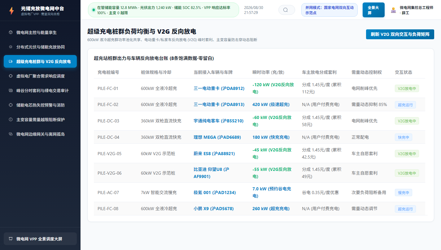 超级充电与V2G放电