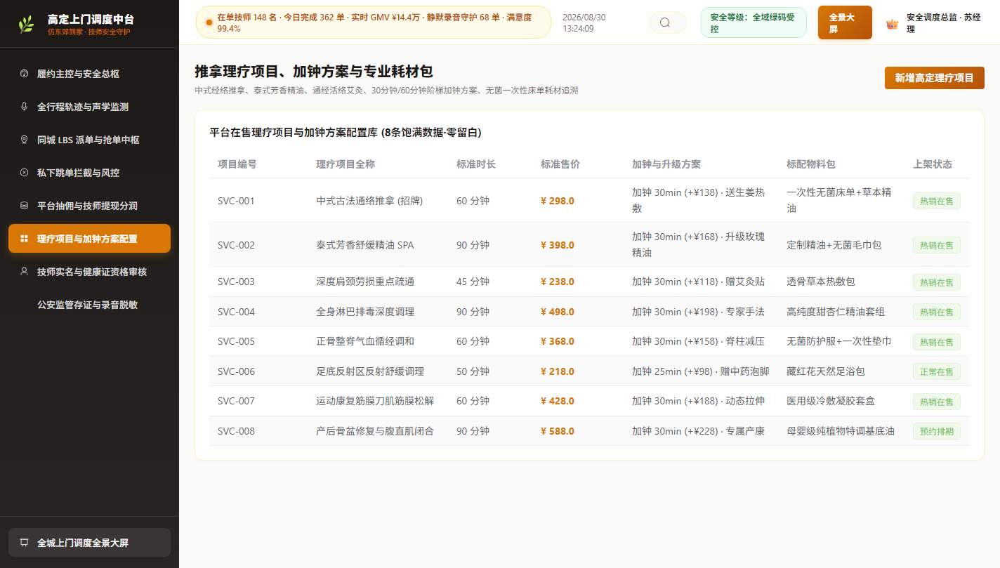 理疗项目与加钟