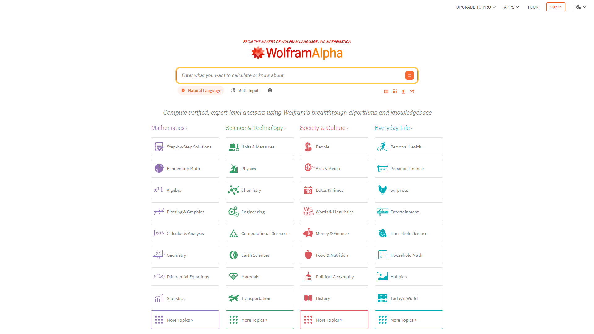 WolframAlpha 官网首页大屏实拍展示