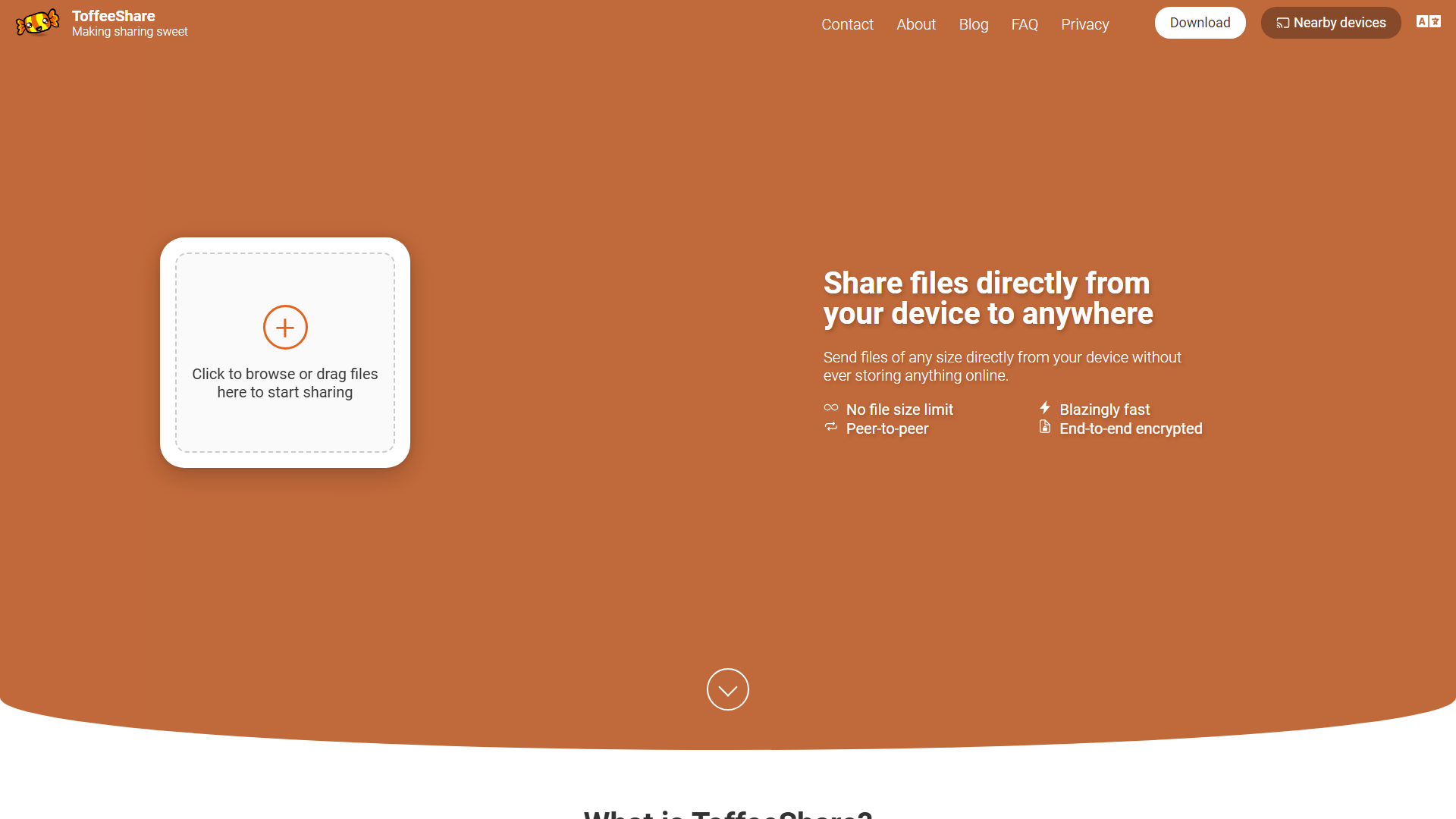 ToffeeShare 官网首页大屏实拍展示