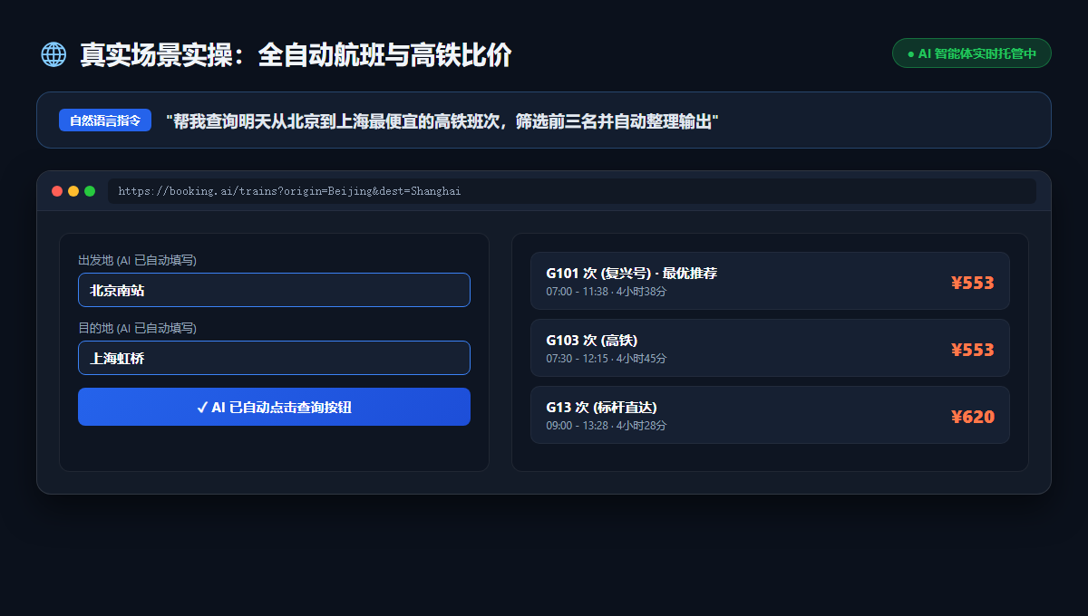 全自动航班与高铁比价实测