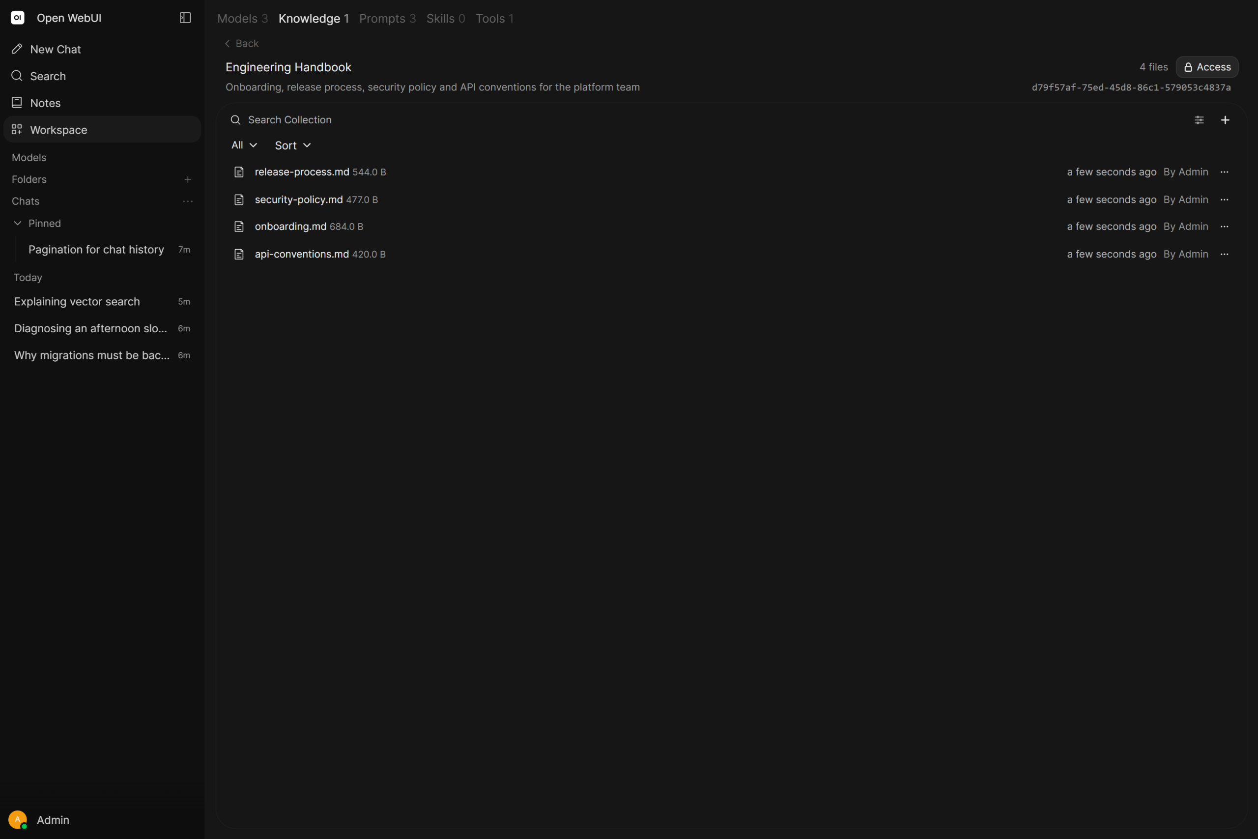 Open-WebUI 文档向量化切片与知识库详情