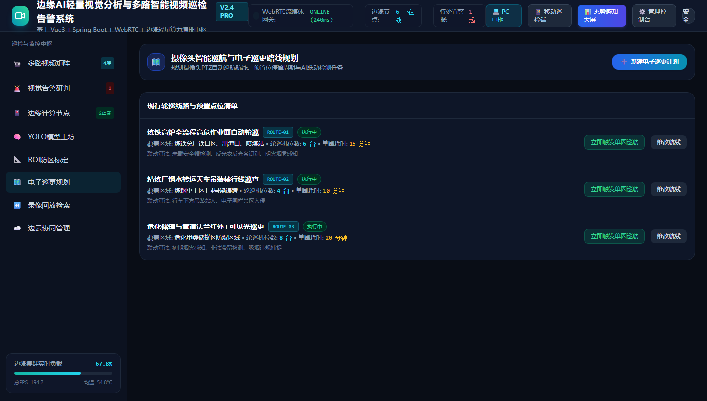 图5:PC端电子巡检计划编排与预置位轮巡执行