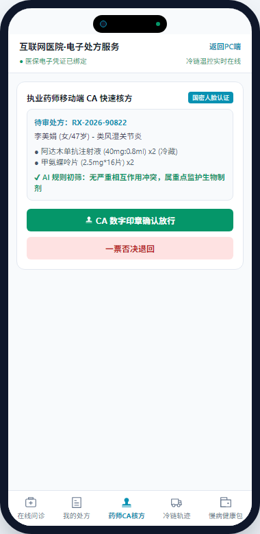 执业药师移动端 CA 快速核方工作台