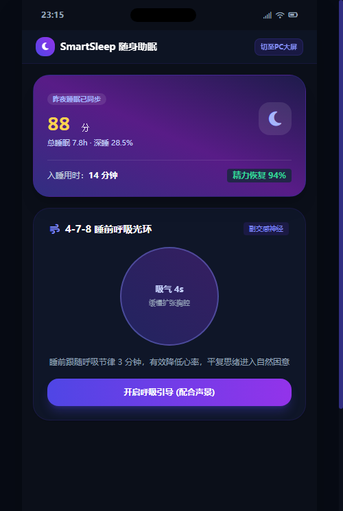 呼吸助眠与睡眠快报