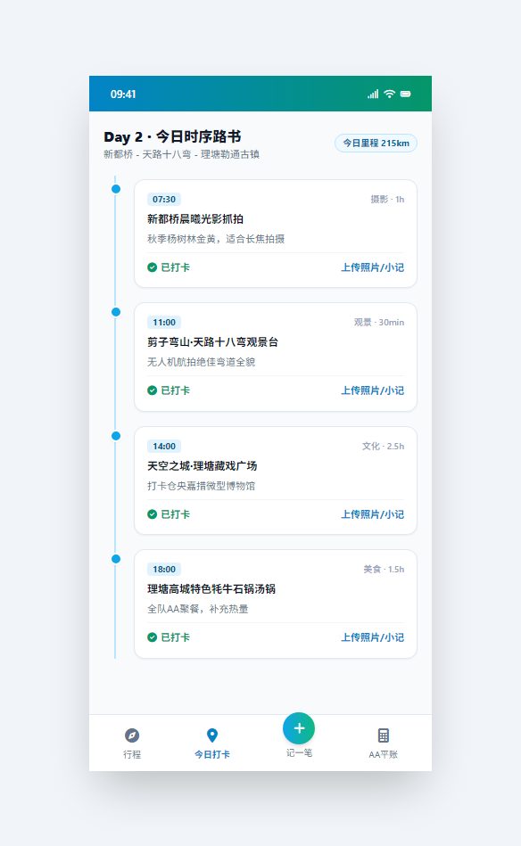 今日时序路书与打卡