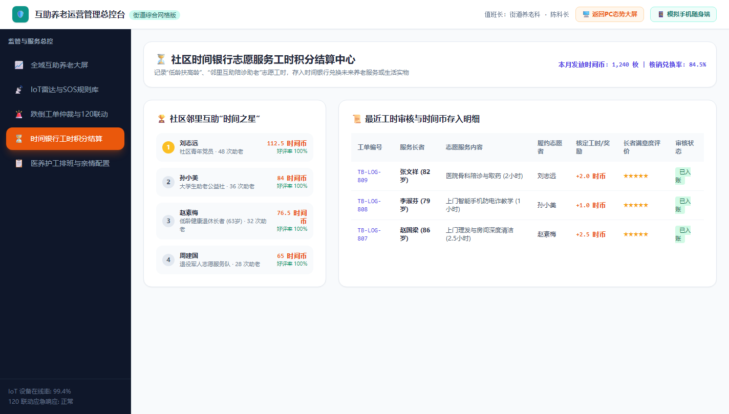 社区时间银行工时积分结算中心