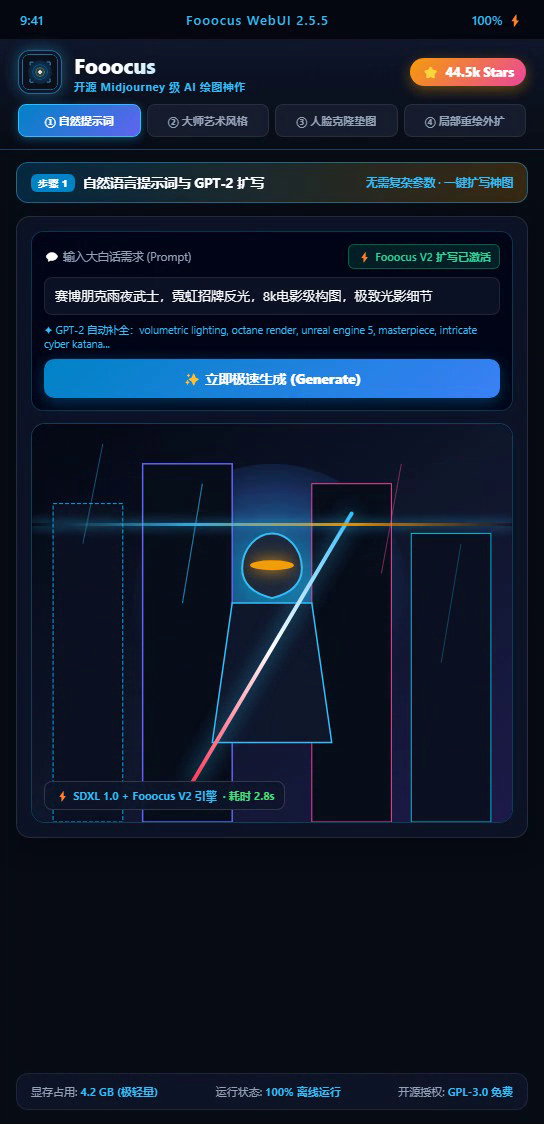Fooocus 核心工作台全景与大师级生成演示
