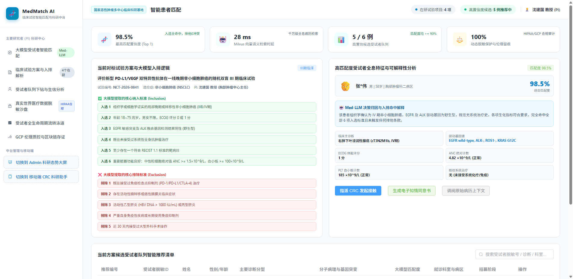 智能患者匹配工作台