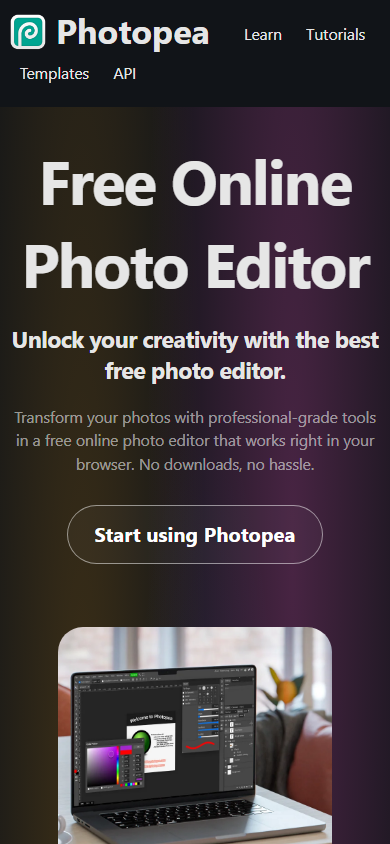 Photopea 手机端触控界面演示