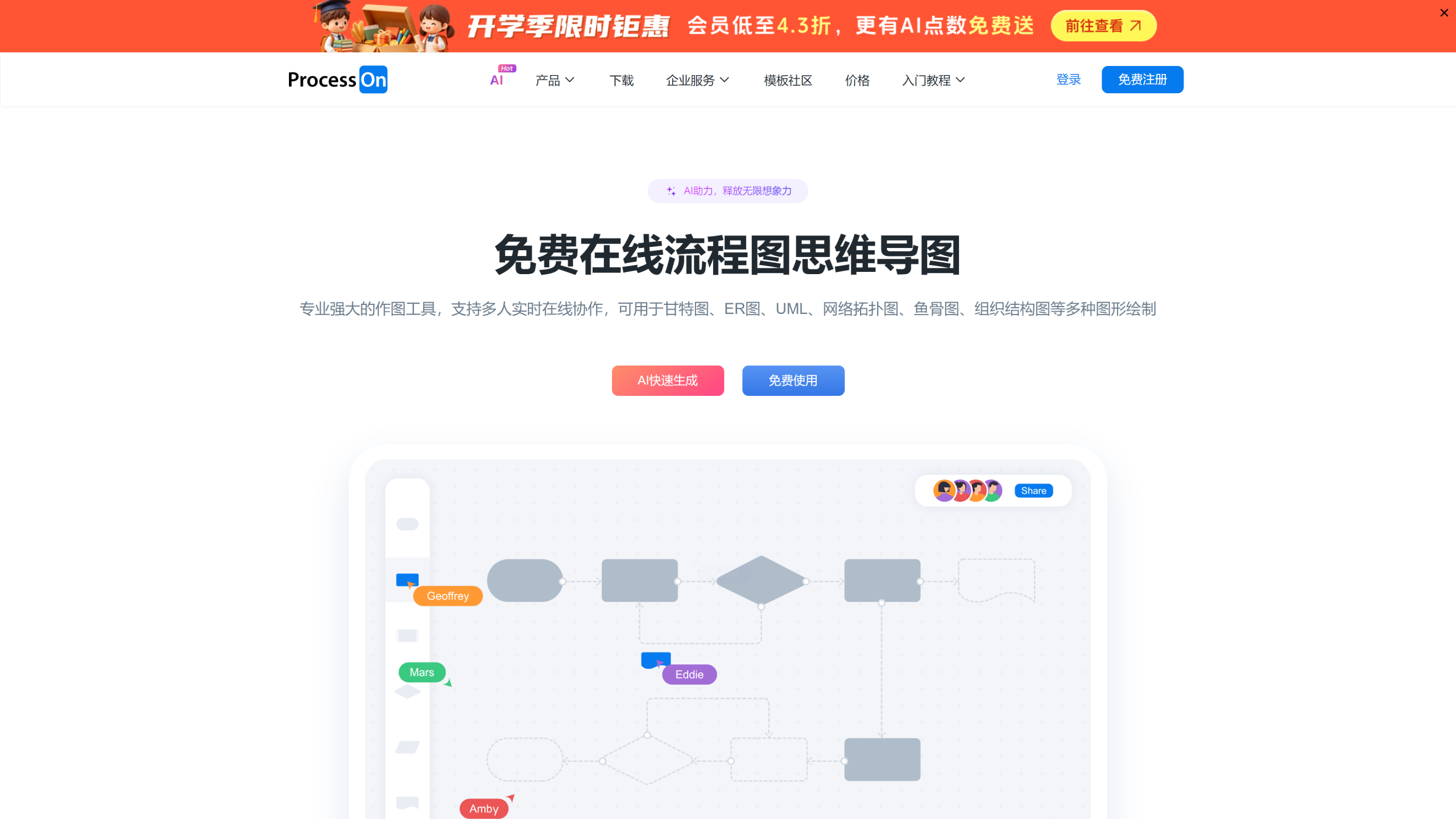 ProcessOn 官网工作台与作图全景