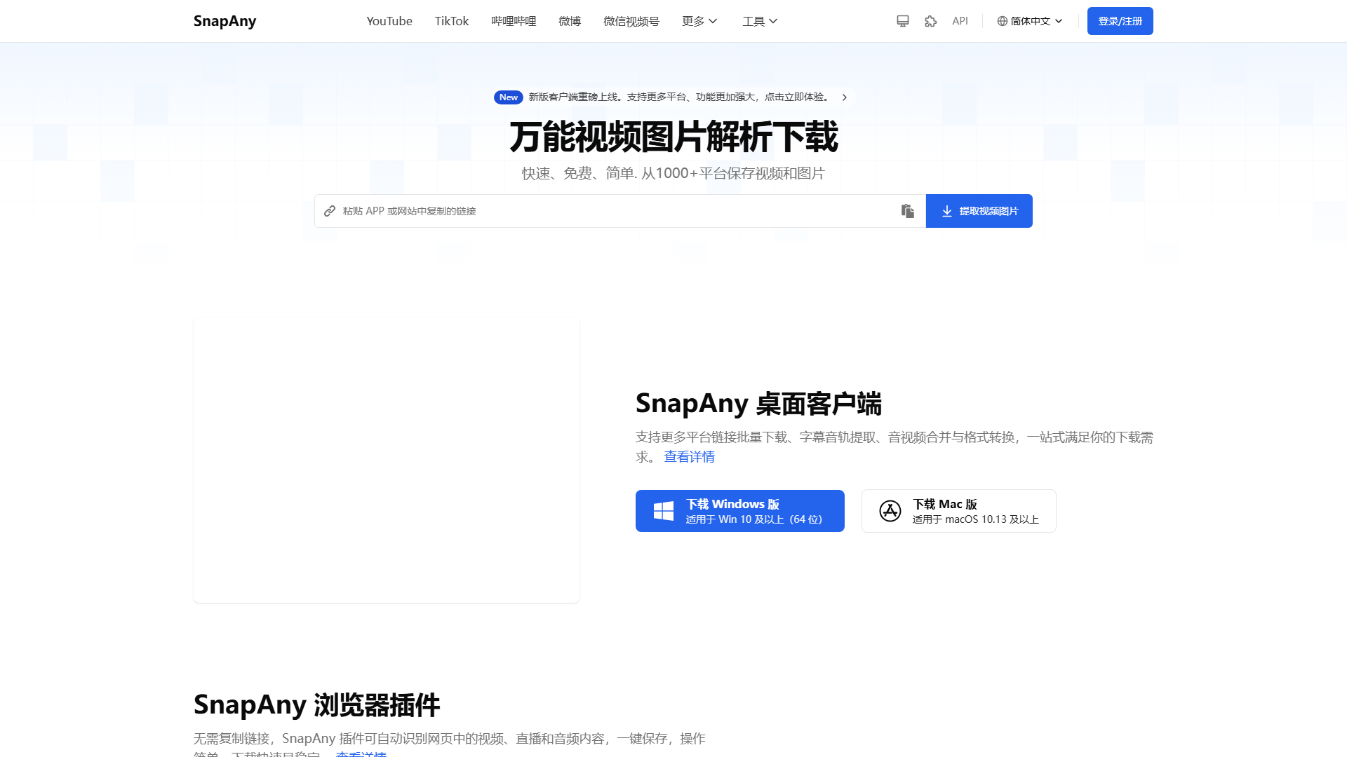SnapAny 万能视频图片解析下载首页