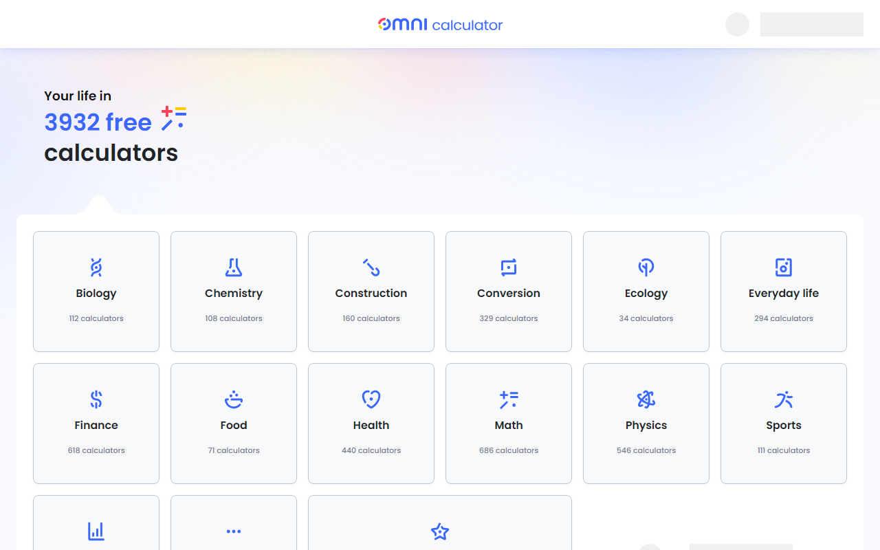 Omni Calculator 官方首页与全品类矩阵