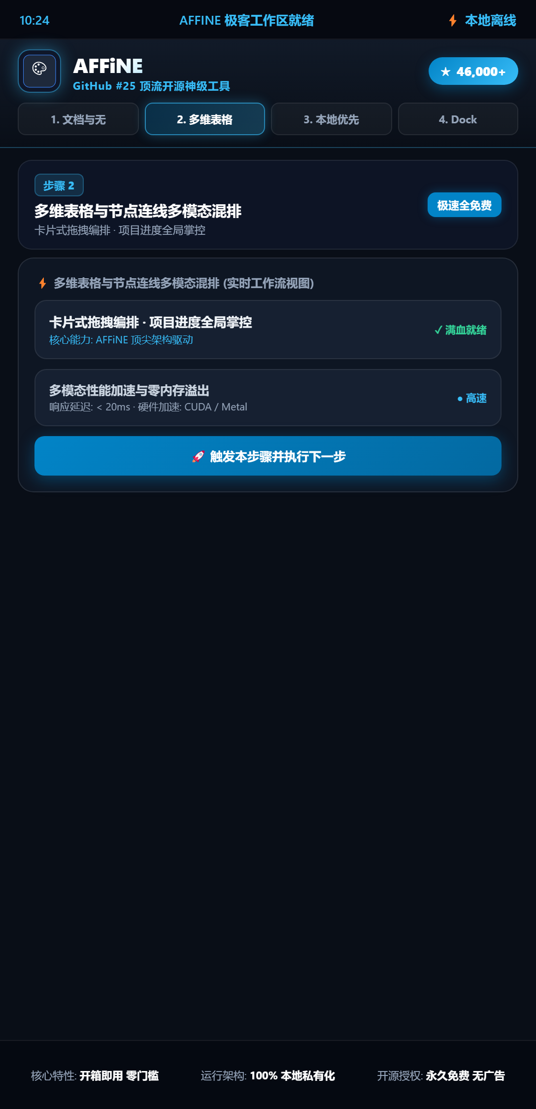 AFFiNE 本地优先纯离线运行与零毫秒响应