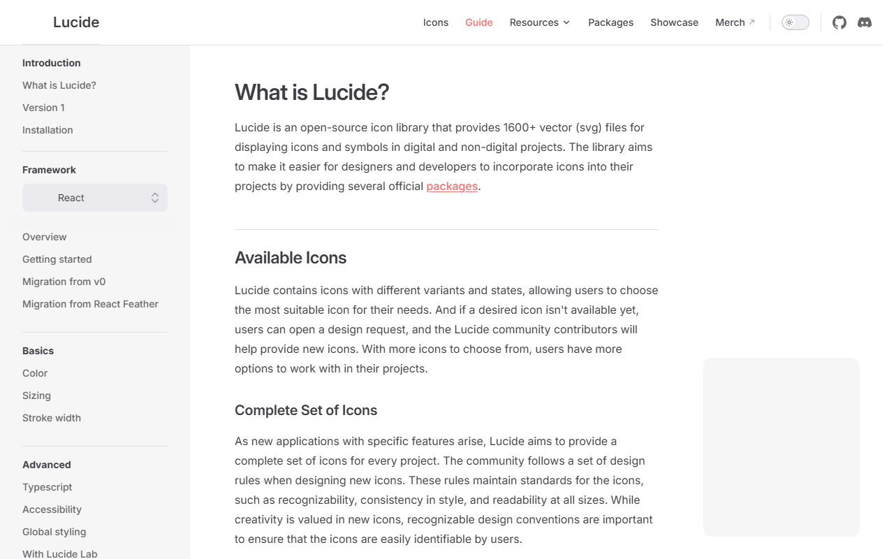 Lucide 官方设计规范指南：极其严谨的几何视觉网格与排版标准