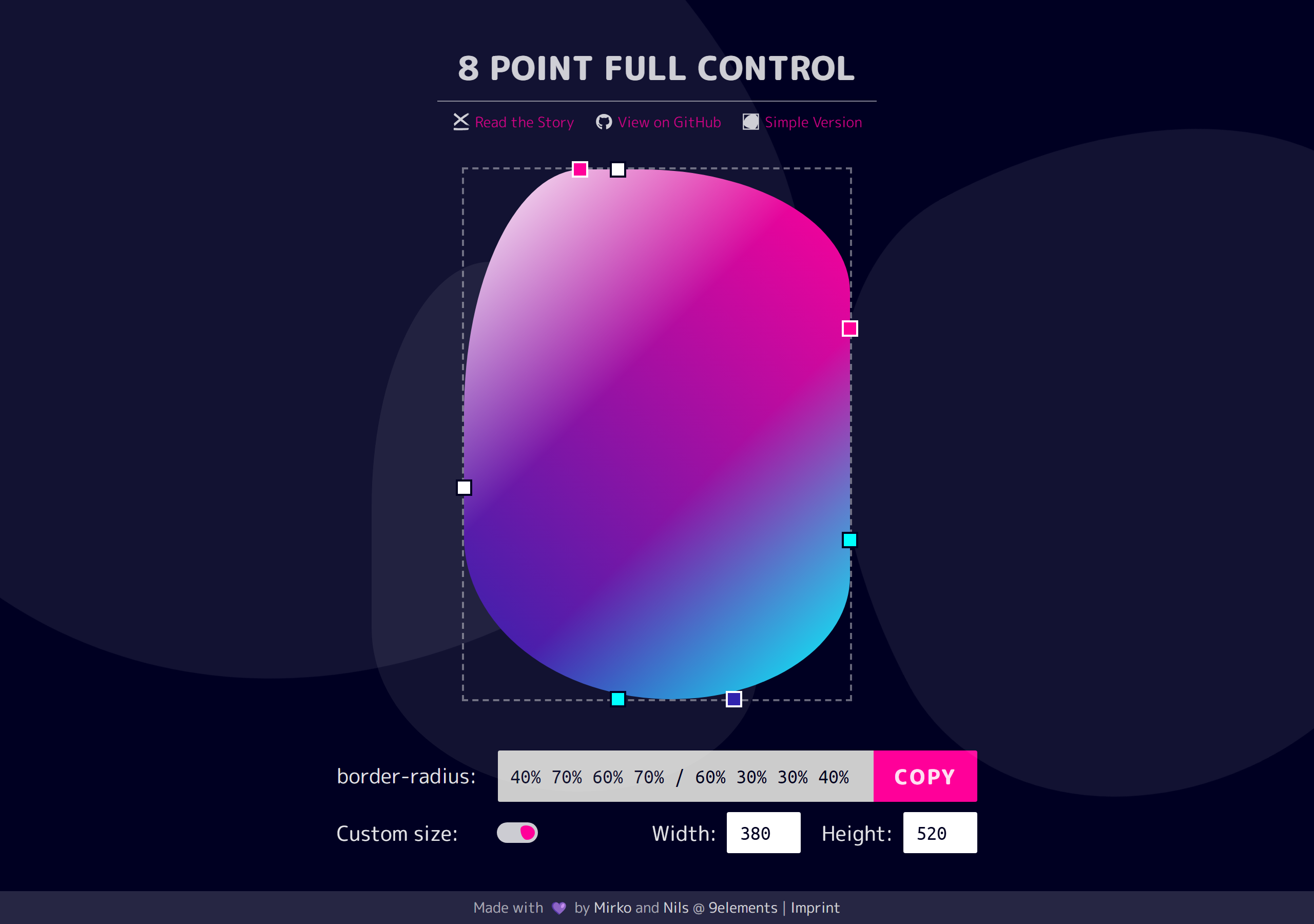 Fancy Border Radius 八轴全控模式与自定义宽高尺寸预览