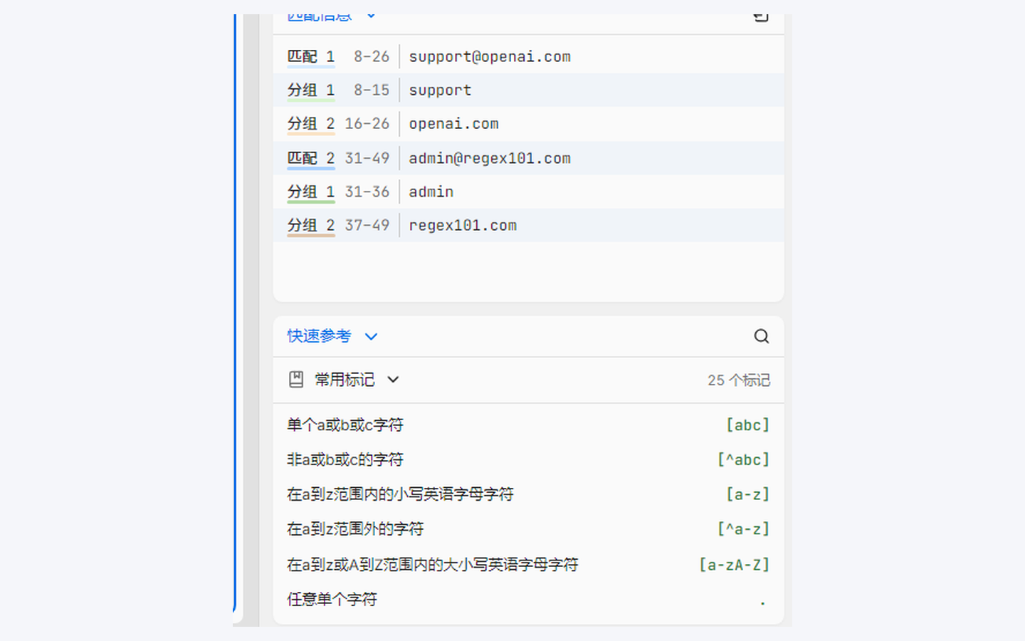 Regex101 匹配分组详情与常用语法速查手册