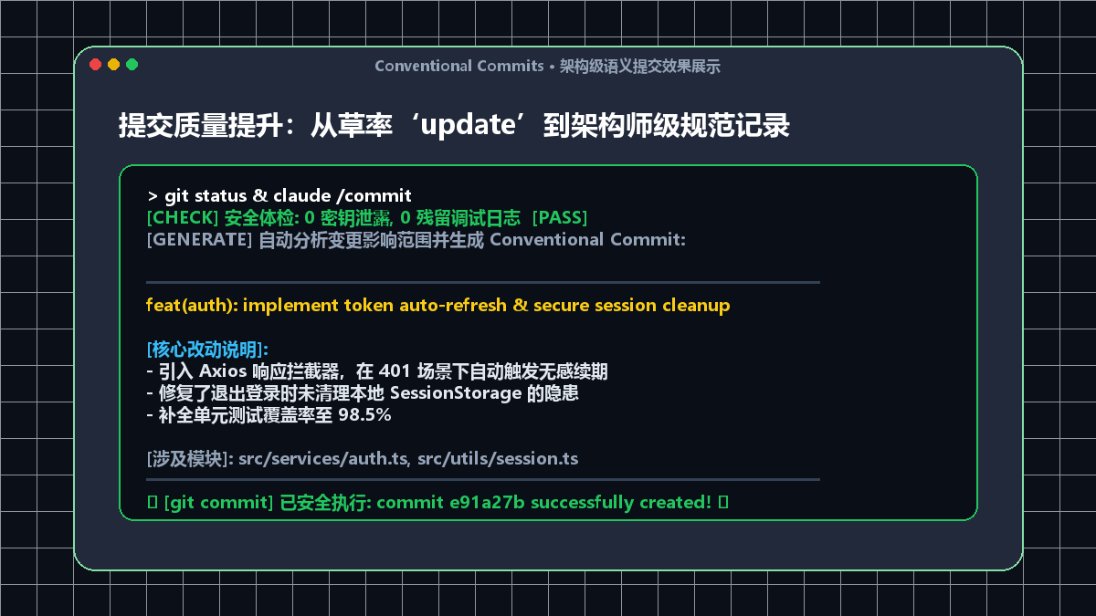 Conventional Commits 架构级语义提交效果展示