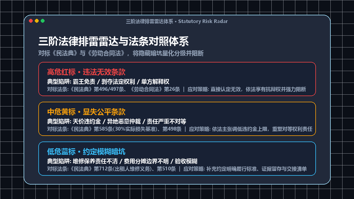 三阶法律排雷雷达与法条对照体系