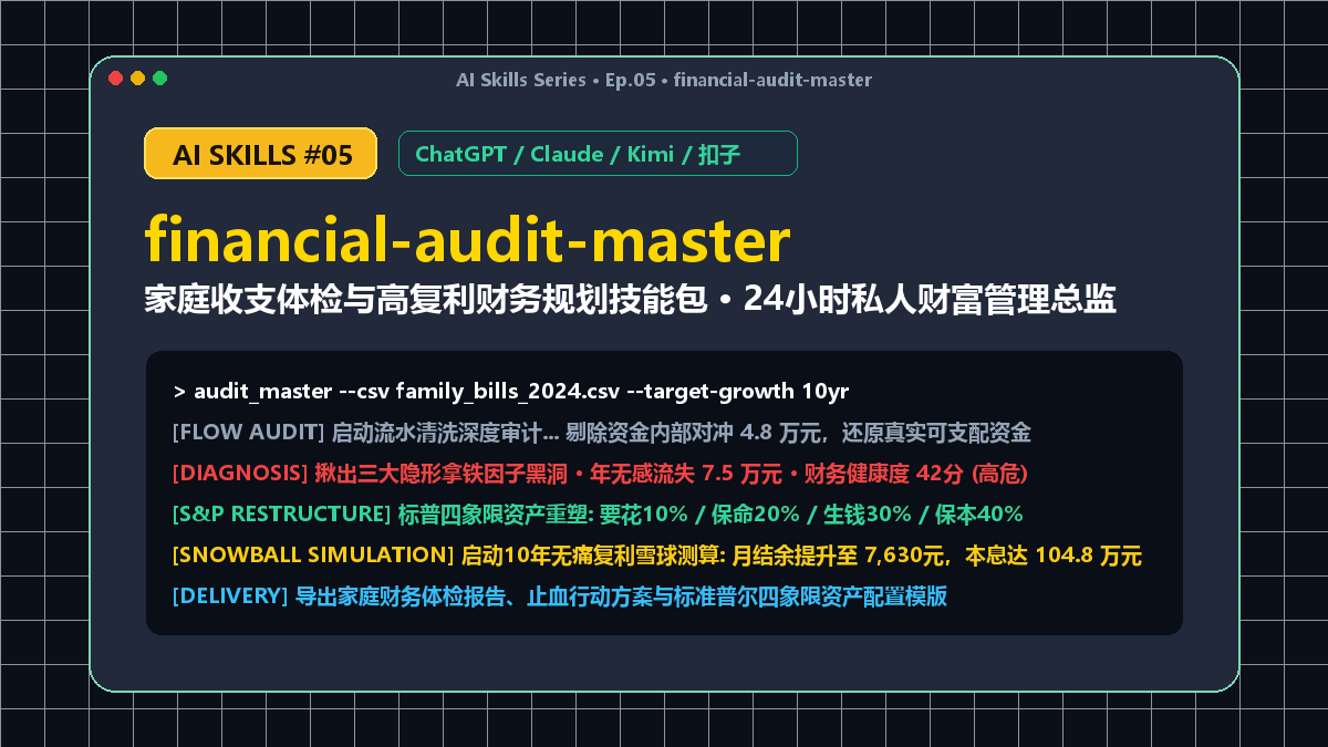 financial-audit-master 家庭收支诊断与高复利财务规划技能包