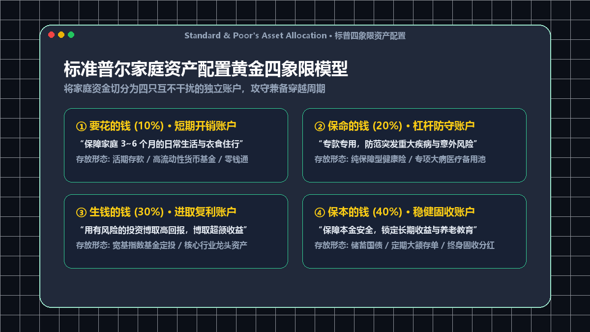 标准普尔家庭资产配置黄金四象限模型