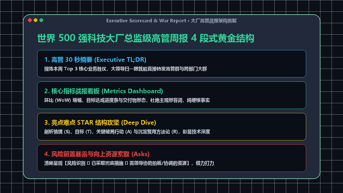 世界 500 强科技大厂总监级高管周报 4 段式黄金结构
