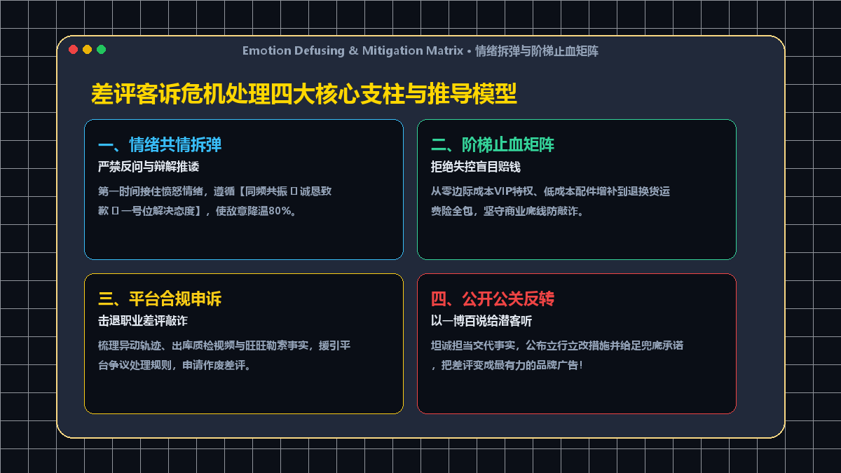 差评客诉危机处理四大核心支柱与推导模型